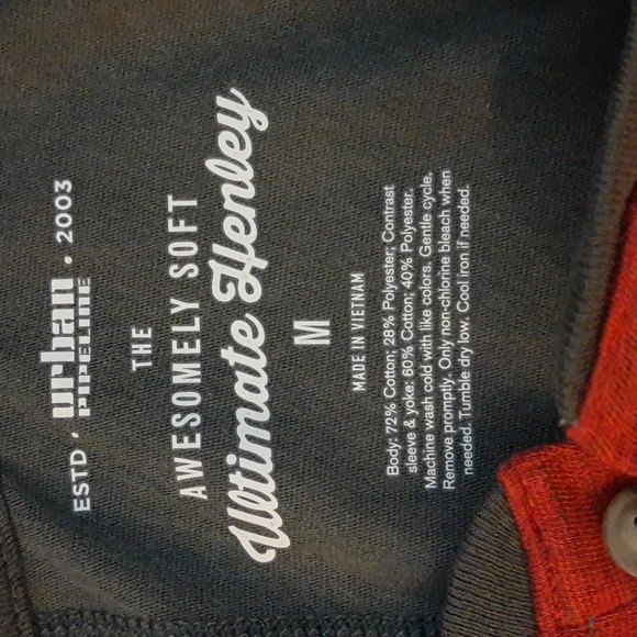 Urban Pipeline Awesomely Soft Ultimate Short Sleeve Heathered Raglan Henley Tee - Picture 6 of 11